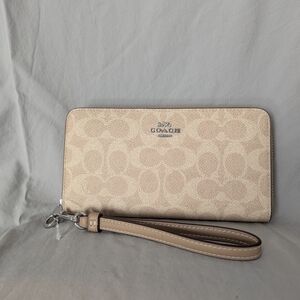 Coach Signature Beige Wristlet- Brand New